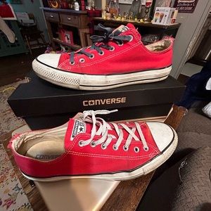 Red and white converse lows size 12